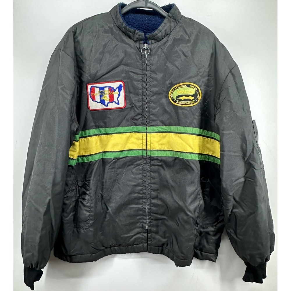 vintage green sherpa jacket sz M ISCA International Show‎ Car Association